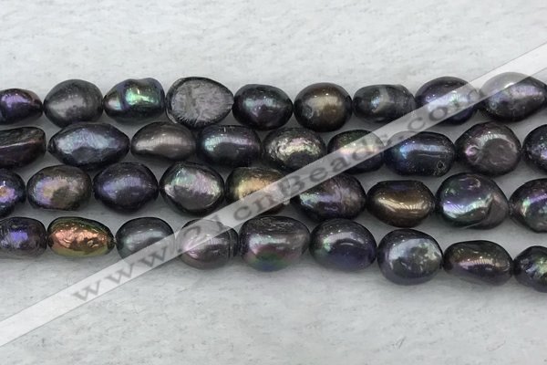 FWP288 15 inches 9mm - 10mm baroque black freshwater pearl strands