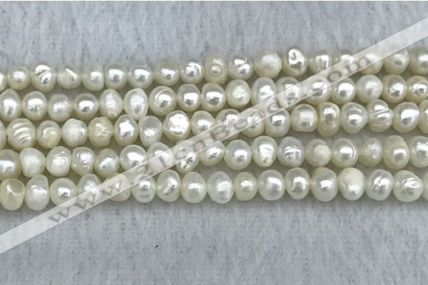 FWP30 14.5 inches 4.5mm potato white freshwater pearl strands