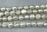 FWP302 15 inches 11mm - 12mm baroque white freshwater pearl strands