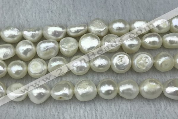 FWP302 15 inches 11mm - 12mm baroque white freshwater pearl strands