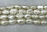 FWP304 15 inches 11mm - 12mm baroque white freshwater pearl strands