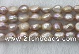 FWP306 15 inches 11mm - 12mm baroque purple freshwater pearl strands