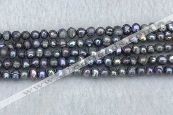 FWP31 14.5 inches 4mm - 4.7mm potato black freshwater pearl strands