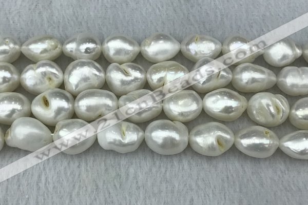 FWP312 15 inches 12mm - 13mm baroque white freshwater pearl strands