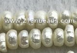 FWP320 14.5 inches 5.2mm button white freshwater pearl strands