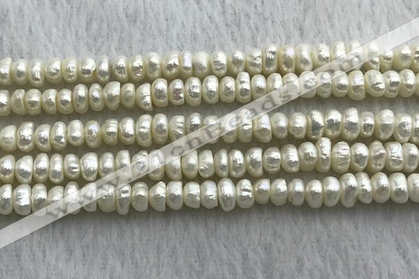 FWP320 14.5 inches 5.2mm button white freshwater pearl strands