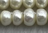 FWP323 15 inches 7mm - 8mm button white freshwater pearl strands