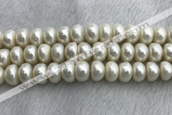 FWP332 15 inches 12mm - 13mm button white freshwater pearl strands