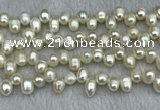 FWP340 Top-drilled 7mm - 8mm potato white freshwater pearl strands