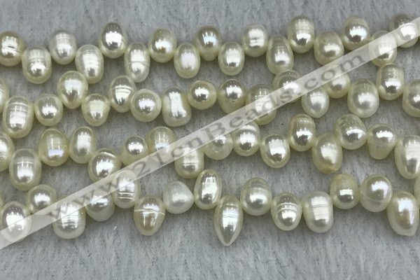 FWP340 Top-drilled 7mm - 8mm potato white freshwater pearl strands