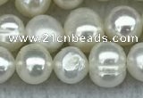 FWP35 14.5 inches 5mm - 6mm potato white freshwater pearl strands