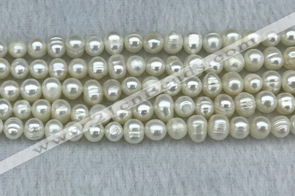 FWP35 14.5 inches 5mm - 6mm potato white freshwater pearl strands