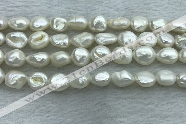 FWP350 15 inches 7mm - 8mm baroque white freshwater pearl strands