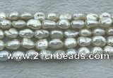 FWP351 15 inches 8mm - 9mm baroque white freshwater pearl strands