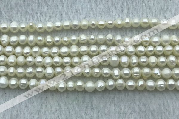 FWP38 14.5 inches 3mm - 4mm potato white freshwater pearl strands