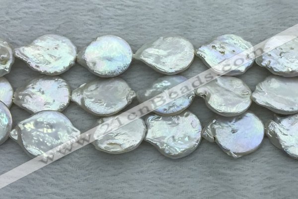 FWP396 15 inches 11mm - 13mm coin freshwater pearl beads