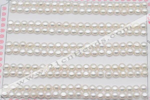 FWP452 half-drilled 4-4.5mm bread freshwater pearl beads