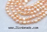 FWP491 14 inches 8mm - 9mm baroque pink freshwater pearl strands