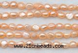 FWP497 14 inches 8mm - 9mm baroque pink freshwater pearl strands