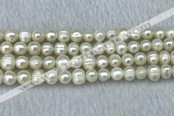 FWP56 15 inches 6mm - 7mm potato white freshwater pearl strands