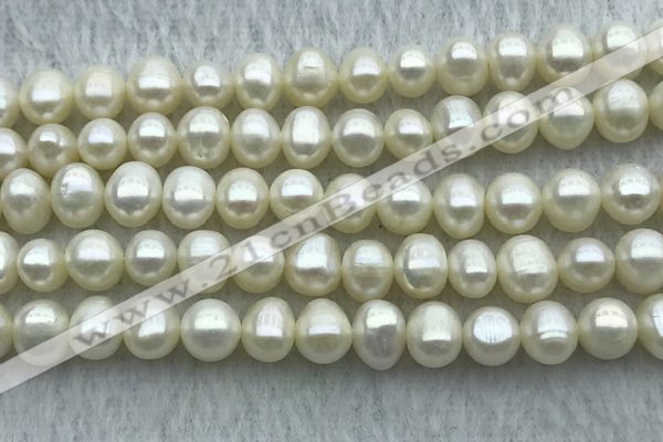 FWP59 15 inches 6mm - 7mm potato white freshwater pearl strands