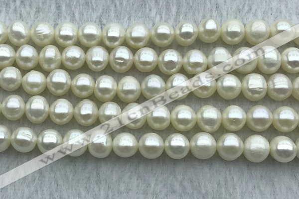 FWP60 15 inches 6mm - 7mm potato white freshwater pearl strands