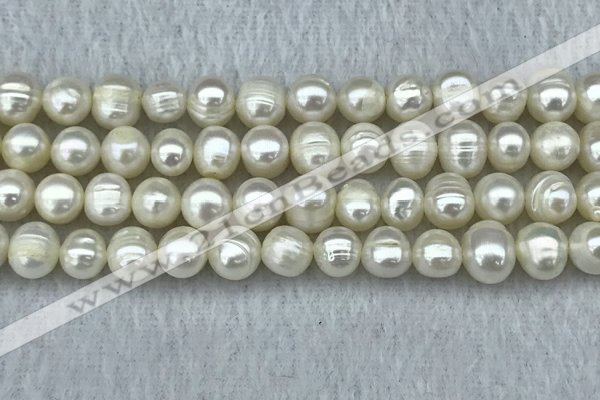 FWP66 15 inches 7mm - 8mm potato white freshwater pearl strands