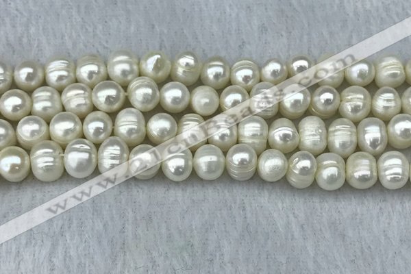 FWP70 15 inches 7mm - 8mm potato white freshwater pearl strands