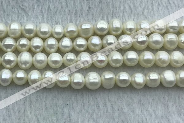 FWP71 15 inches 7mm - 8mm potato white freshwater pearl strands