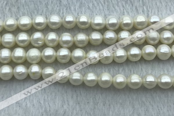 FWP72 15 inches 7mm - 8mm potato white freshwater pearl strands