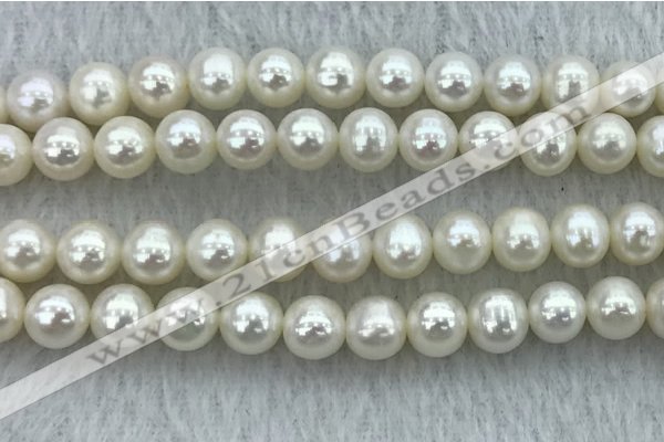 FWP77 15 inches 7mm - 8mm potato white freshwater pearl strands