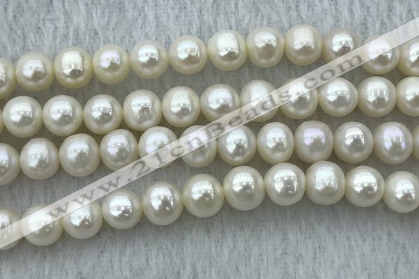 FWP78 15 inches 7mm - 8mm potato white freshwater pearl strands