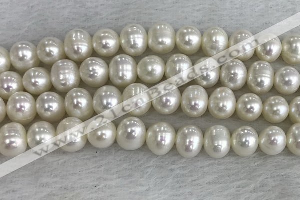 FWP90 15 inches 8mm - 9mm potato white freshwater pearl strands