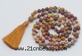 GMN1017 Hand-knotted 8mm, 10mm matte mookaite 108 beads mala necklaces with tassel