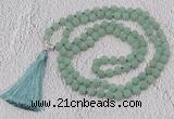 GMN1018 Hand-knotted 8mm, 10mm matte green aventurine 108 beads mala necklaces with tassel