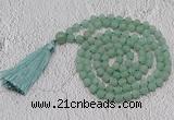 GMN1019 Hand-knotted 8mm, 10mm matte green aventurine 108 beads mala necklaces with tassel