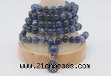 GMN1143 Hand-knotted 8mm, 10mm sodalite 108 beads mala necklaces with charm