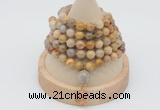 GMN1147 Hand-knotted 8mm, 10mm fossil coral 108 beads mala necklaces with charm