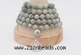 GMN1162 Hand-knotted 8mm, 10mm artistic jasper 108 beads mala necklaces with charm