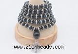 GMN1173 Hand-knotted 8mm, 10mm tibetan agate 108 beads mala necklaces with charm