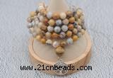 GMN1184 Hand-knotted 8mm, 10mm yellow crazy agate 108 beads mala necklaces with charm