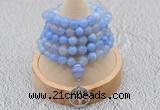 GMN1190 Hand-knotted 8mm, 10mm blue banded agate 108 beads mala necklaces with charm