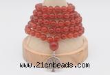 GMN1201 Hand-knotted 8mm, 10mm red agate 108 beads mala necklaces with charm