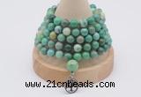 GMN1210 Hand-knotted 8mm, 10mm grass agate 108 beads mala necklaces with charm