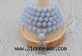 GMN1214 Hand-knotted 8mm, 10mm blue lace agate 108 beads mala necklaces with charm