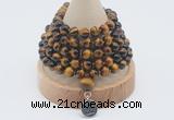 GMN1218 Hand-knotted 8mm, 10mm yellow tiger eye 108 beads mala necklaces with charm