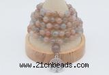 GMN1253 Hand-knotted 8mm, 10mm moonstone 108 beads mala necklaces with charm