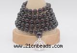 GMN1257 Hand-knotted 8mm, 10mm garnet 108 beads mala necklaces with charm