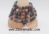 GMN1258 Hand-knotted 8mm, 10mm tourmaline 108 beads mala necklaces with charm