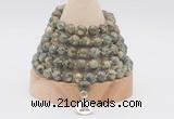 GMN1269 Hand-knotted 8mm, 10mm rhyolite 108 beads mala necklaces with charm